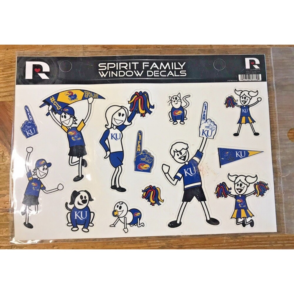 Kansas University Jayhawks Spirit Family Decals Set Car Truck Van Stickers Stick